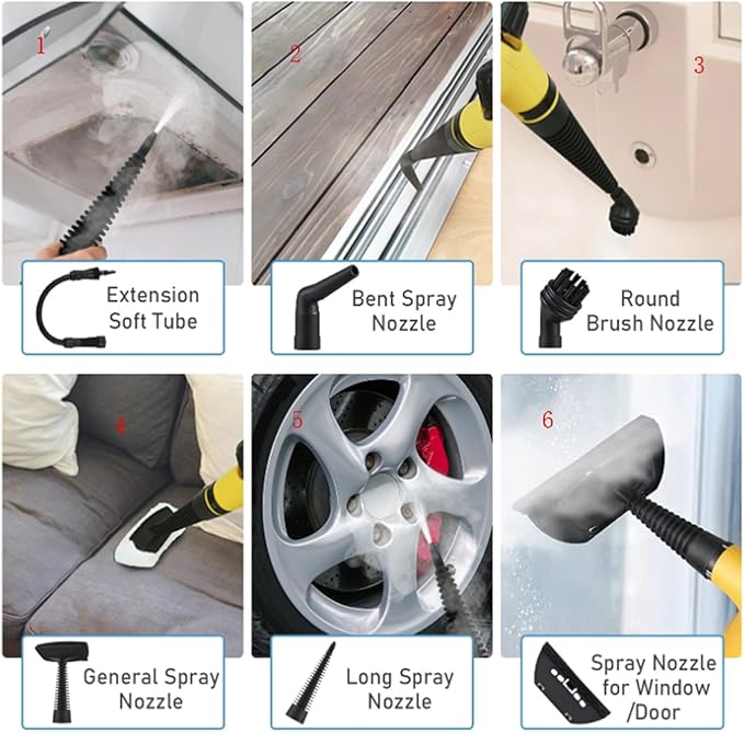 Pressurized Steam Cleaner Handheld Multi-Surface Steamer with 11 Accessories &amp Steam Lock 350ml Tank for Home Car Kitchen Bathroom Windows – Chemical-Free Deep Cleaning