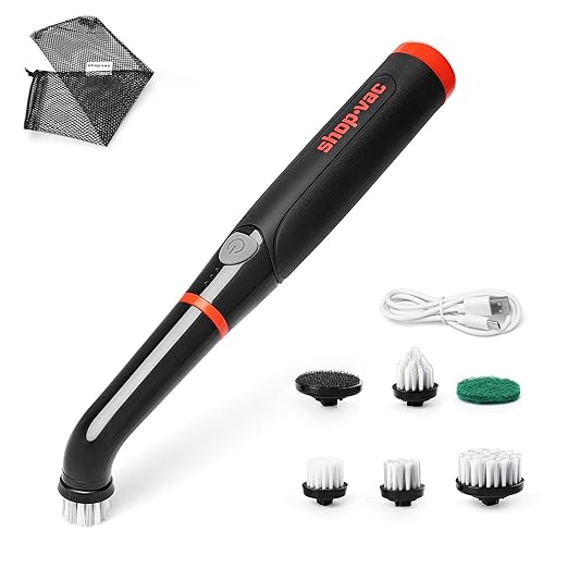Shop-Vac Electric Spin Scrubber with 2000RPM Motor 90Min Long Runtime with 5 Replaceable Head LED Display and IPX6 Waterproof Cordless Electric Scrubber for Cleaning Grout Tile Bathroom Kitchen