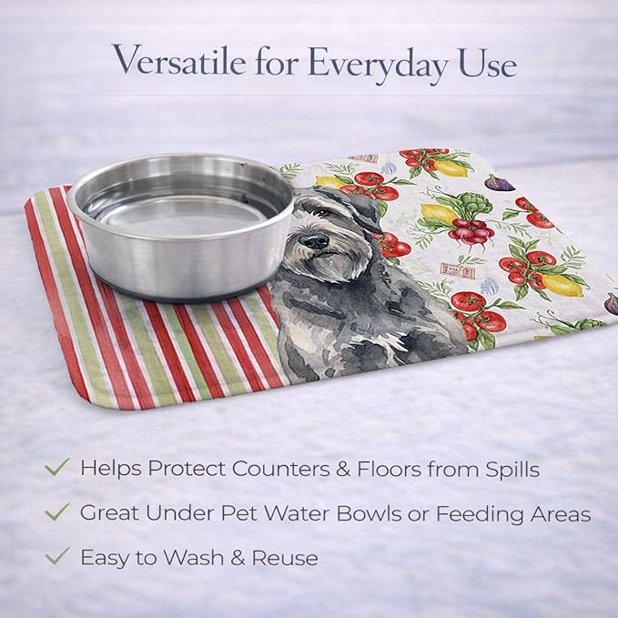 Caroline's Treasures Gray Bouvier des Flandres Vegetables Dish Drying Mat Absorbent Dish Drying Mat Pad for Kitchen Counter Dish Drainer Mat for Countertop 14 x 21 Multicolor