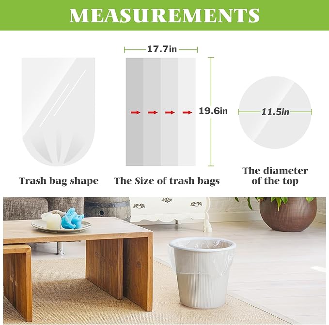 4 Gallon 1000 Counts Strong Trash Bag Garbage Bags by Teivio Bathroom Trash Can Bin Liners Small Plastic Bags for home office kitchen