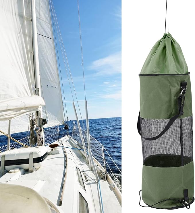 Boat Trash Bags Reusable Waterproof Mesh Garbage Storage 33 Inch Height Portable and Durable - Tear Resistant Oxford Cloth Easy to Hang Ideal for Outdoor and Boat Use