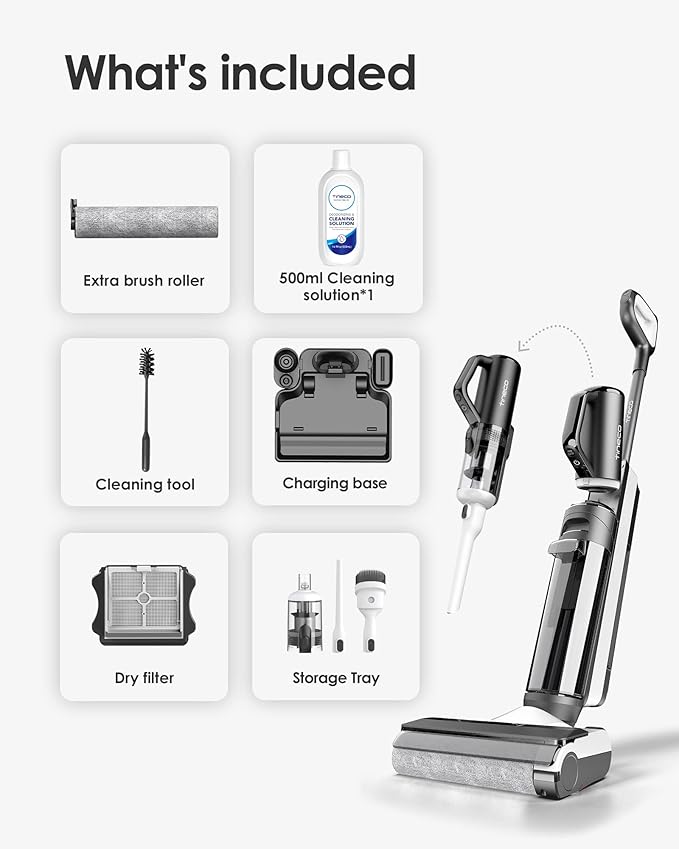 Tineco Smart Wet Dry Vacuum Cleaners Floor Cleaner Mop 2-in-1 Cordless Vacuum for Multi-Surface Lightweight and Handheld Floor ONE S5 Combo