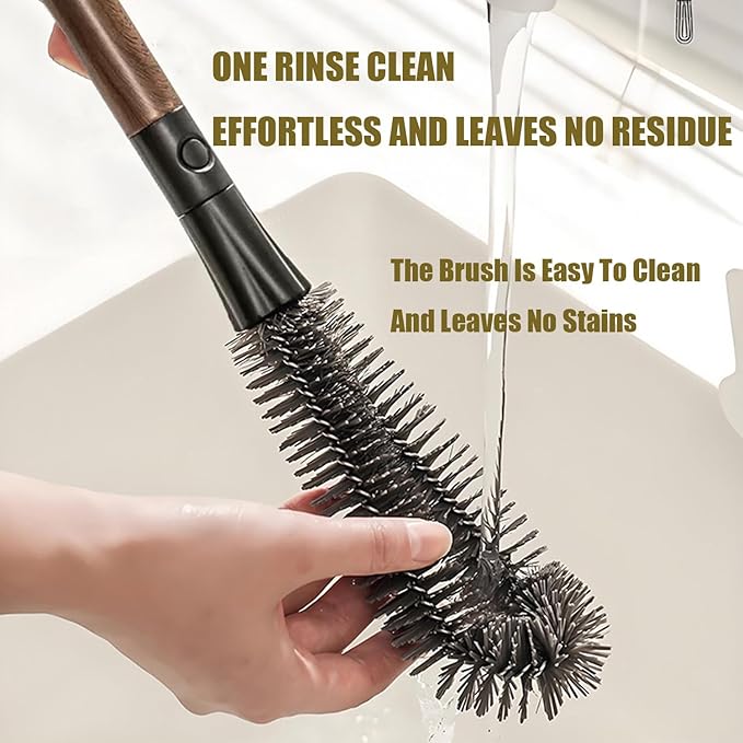 Soft Bristle Silicone Cup Brush360° Flexible Silicone Bottle Brush with Long HandleMultifunction Cleaning Tool (3pcs)