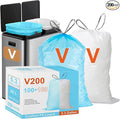 Code V200 Count Compatible with simpIehuman Code V Heavy Duty Trash Bags THICK Garbage Can Liners Reinforced Drawstring Trash Bags Blue V 100 &amp White V 100 TOTAL 200 Count GRAND SAVE!