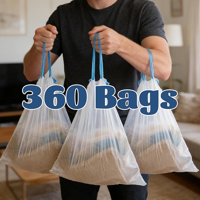 360 Count Small Trash Bags 4 Gallon 1.2 Mil Drawstring Mini Garbage Bags Plastic Trash Can Liners for Bathroom Accessories Bedroom Dorm Room Essentials Office White