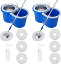 Mop and Bucket Set 360° Spin Mop and Bucket with Wringer Set and 6 Microfiber Mop Refills Stainless Steel 61 Extended Handle Spinning Mop Bucket System for Floor Cleaning (2 Sets)