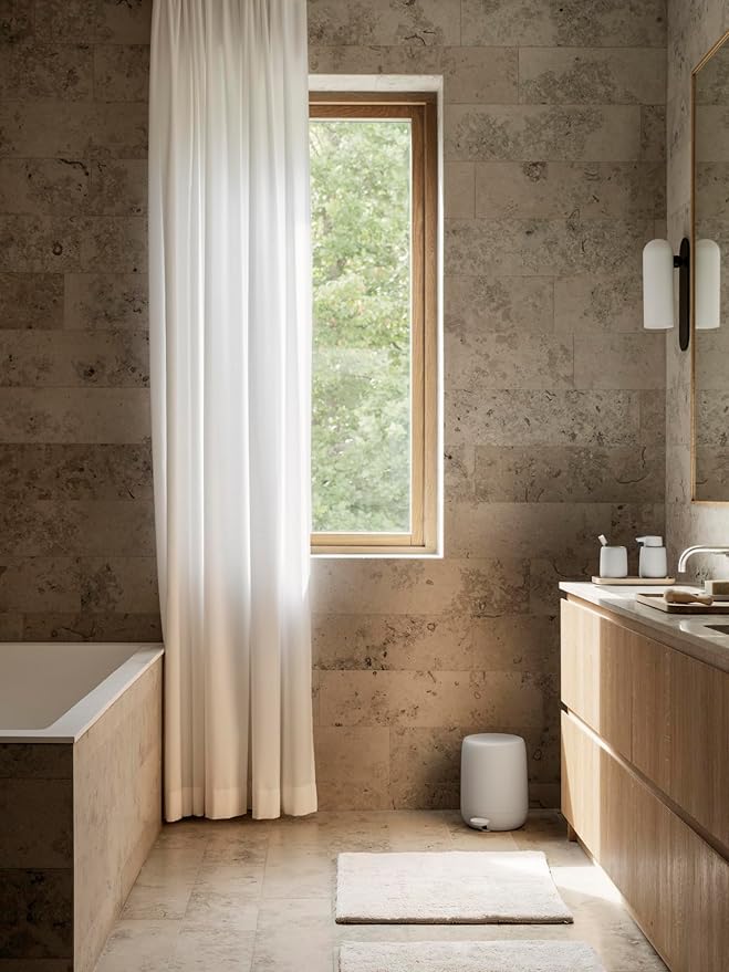 Blomus Sono Cosmetic bin with Soft-Close 3 L Pedal bin in Beige with Pedal Moonbeam Colour Bathroom Waste bin Made of Plastic and Silicone Removable Inner bin Diameter 20 x 25 cm