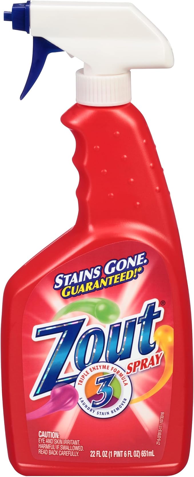 Zout Triple Enzyme Formula Laundry Stain Remover Spray 22 Ounce - Pack of 6