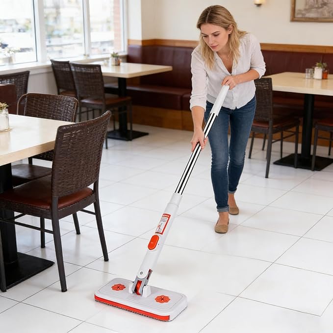 Mini Mop Set with Locking Head &amp Snap Grip | Reusable Washable Pads for Wet or Dry Dusting | Clean Under Furniture Corners Baseboards &amp Multi-Surface Floors (3PC-Orange)