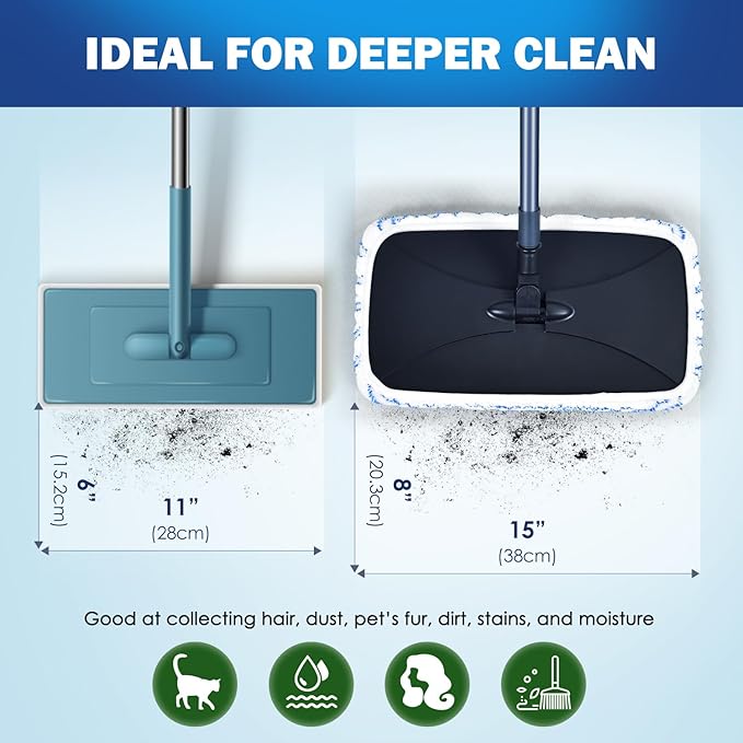 Matthew Two Microfiber Mop Combos Compatible with Hardwood Floor'N More Microfiber MopWashable 15x8 Inches6Pcs Microfiber Wet Mop Refills for Wet&ampDry Floor CleaningIncl.2 Cleaning Scrapers