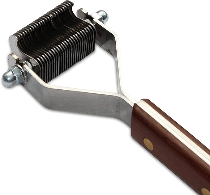Mars Coat King Dematting Undercoat Grooming Rake Stripper Tool for Dogs and Cats Stainless Steel with Wooden Handle for Thick Coats 26-Blade Stripper for Groomers Pet Owners