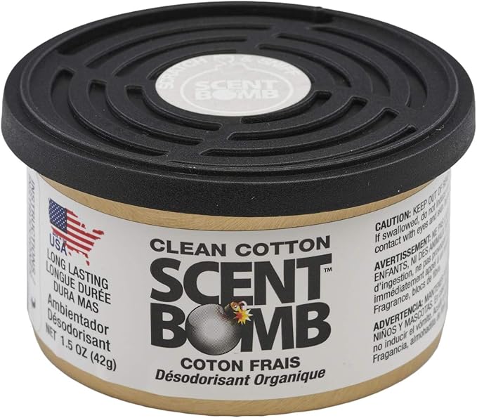 Scent Bomb Air Freshener Bundle - 1 oz &amp 8 oz Bottle Sprays Vent Clip Organic Cans Hanging Circle - Continuous Freshness &amp Long-Lasting Odor Eliminator for Car Home Bathroom - Clean Cotto