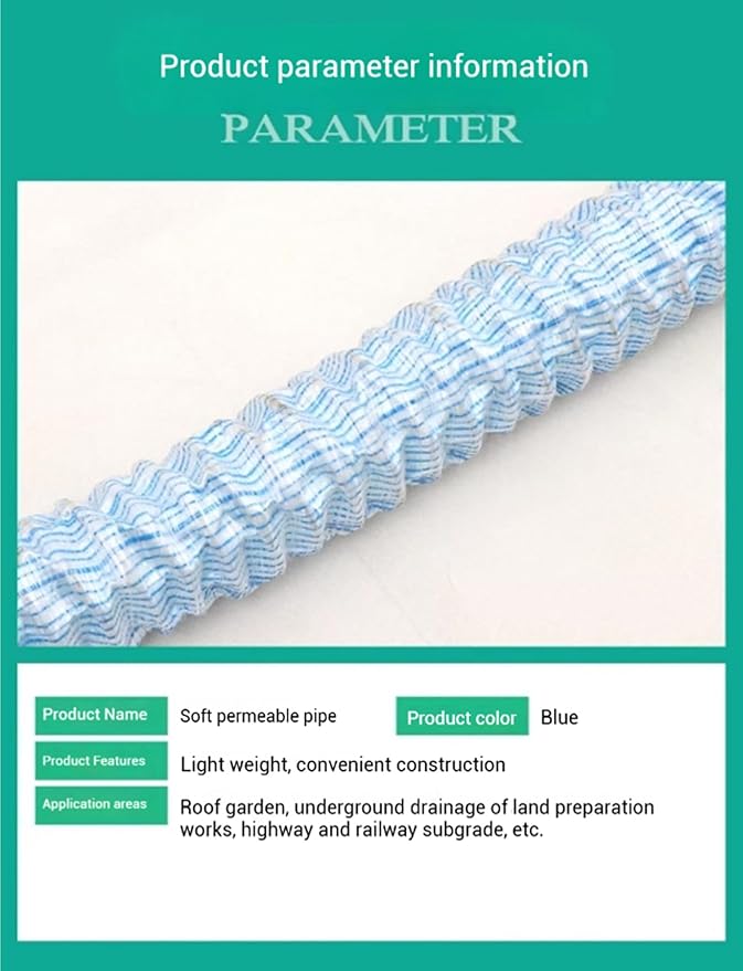2 Inch Wide French Drain Pipe Perforated Yard Drain Tube Kit for Septic/Behind Retaining Wall Easy Connect(L 3.3ft/1m)(6m/19.7ft)