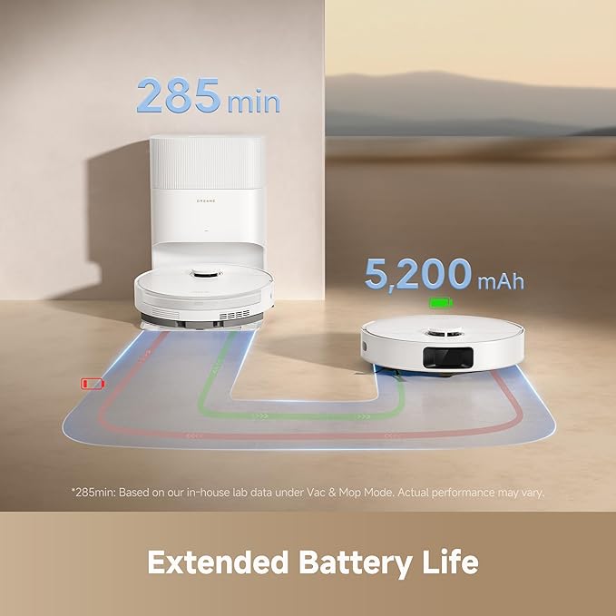 DREAME D20 Plus Robot Vacuum and Mop 13000Pa Suction Self-Emptying with 5L Dust Bag DuoBrush for Pet Hair LDS Mapping App &amp Voice Control 5200mAh Battery Ideal for Hard Floors &amp Carpet