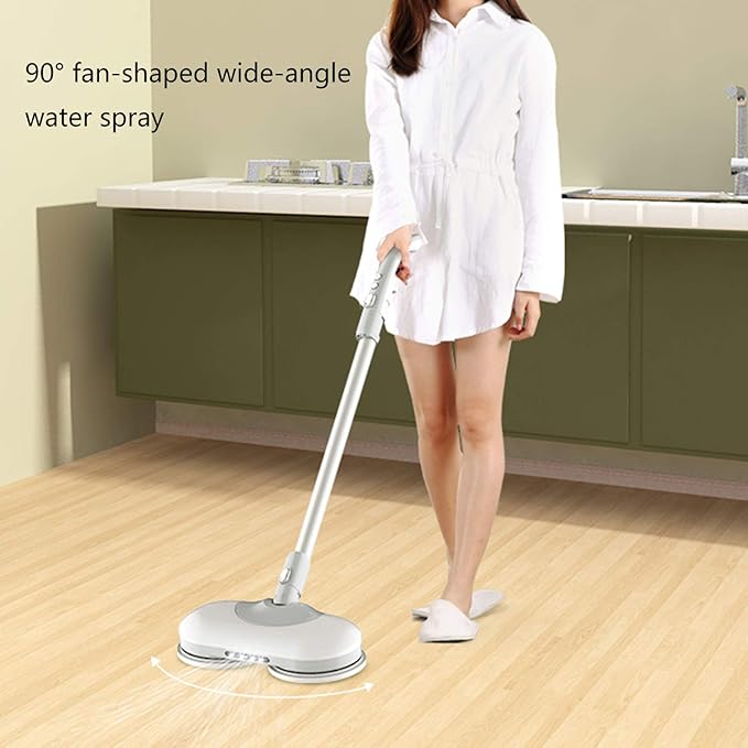 Electric Spray Mop Electric Spray Mop with Rotating Pad with 2 Washable Mop Pads 250ML Refillable for Wood Floor Ceramic Marble White