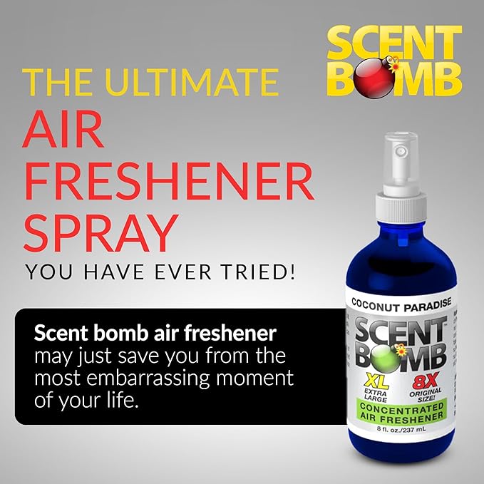 Scent Bomb Air Freshener Spray Long-Lasting Odor Eliminator for Home &amp Car Effective Deodorizer Spray for Kitchen Bathroom Fresh Room Spray &amp Smell Neutralizer Coconut Paradise
