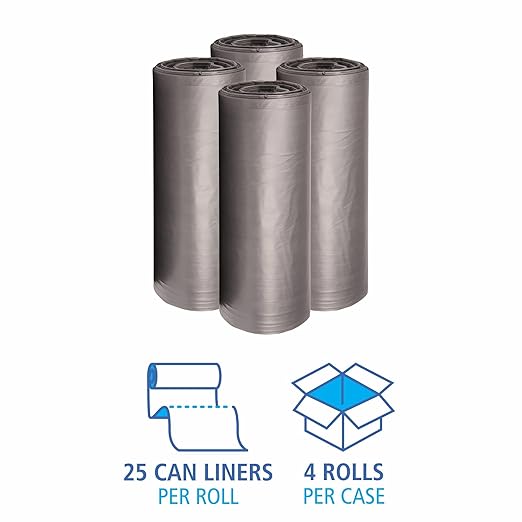 Boardwalk 4046SH Low-Density Can Liners 45gal .95mil 40w x 46h Gray (4 Rolls of 25)