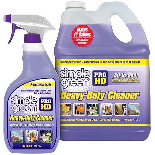 Simple Green Pro HD Purple Concentrated Cleaner &amp Degreaser - Heavy Duty Professional Automotive Restaurant Grills Ovens (32 oz Spray @Heavy Strength and 1 Gal Concentrate Refill)