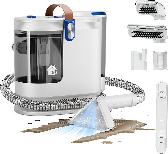 Portable Upholstery and Carpet Cleaner Machine 15Kpa Spot Cleaner Deep Cleans Pet Stains Couch Cleaner with 3 Tools and Self-Cleaning System for Area Rugs Furniture Stair Car Blue
