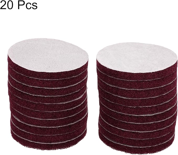 HARFINGTON 20pcs Scrubber Scouring Pads 500 Grits 4 Inch Drill Power Brush Hoop and Loop Surface Conditioning Disc Drill Scuffing Disc Scrub Pads for Home Kitchen Cleaning Dark Red