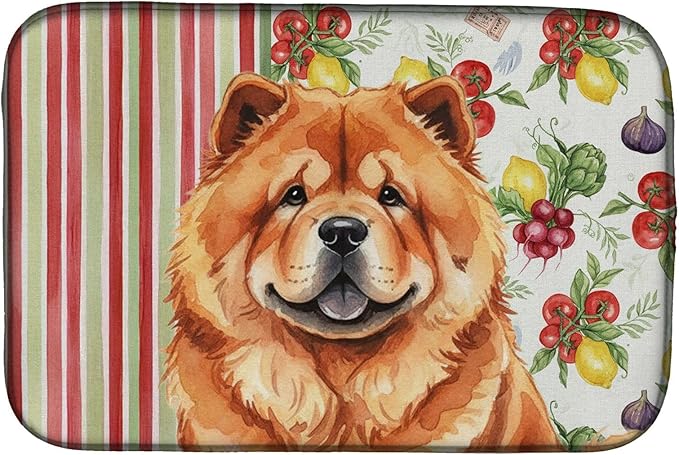 Caroline's Treasures Red Chow Chow Vegetables Dish Drying Mat Absorbent Dish Drying Mat Pad for Kitchen Counter Dish Drainer Mat for Countertop 14 x 21 Multicolor
