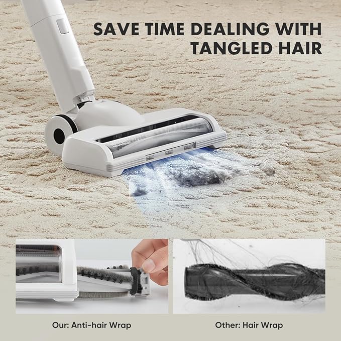 Cordless Vacuum Cleaner Electric Rechargeable Vac Handheld for Carpet Hard Floor Pet Hair White