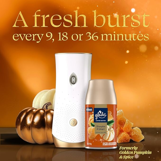 Glade Automatic Spray Refill 6 Pack Pumpkin &amp Ginger Scent Home Fragrance Refill Can 6.2 oz