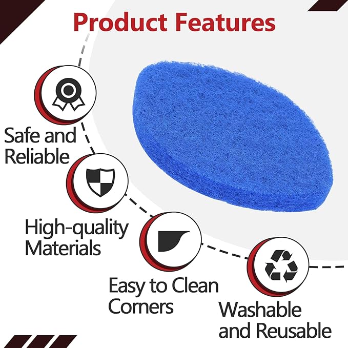 10Pcs Shower Scrubber Refill Pads Compatible with Clorox Tub &amp Tile Scrubber Durable Blue Non-Scratch Replacement Pads for Bathroom &amp Toilet Wall Floor Cleaning