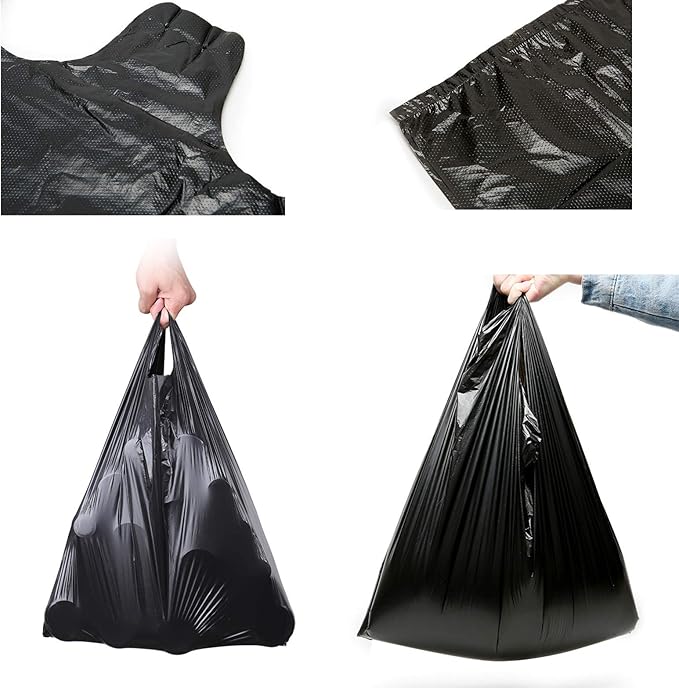 200 Counts Kitchen Garbage Bags 4 Gallon Black Trash Bags with Handles 1.8mil Thick Contractor Bags Picnic Kitchen Daily Use Bedroom Waste Bin Garbage Bags Bulk Bags