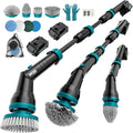Alloyman 1200RPM Electric Spin Scrubber Floor Cordless Cleaning Brush 2 * 20V Replaceable Battery Power Scrubber for Cleaning with 8 Brushes for Bathtub/Tub/Tile/Floor