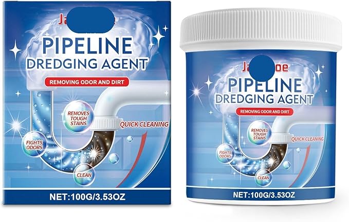 Drain Unclogging Powder - Fast Acting Pipe Cleaner Dissolves Blockages Removes Odors &amp Scales for All Drain Pipes(2PCS)