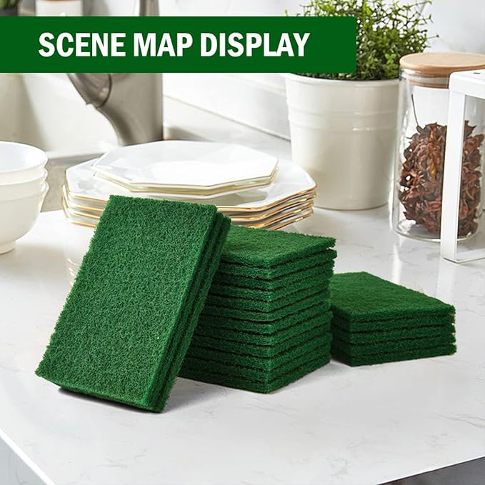 YoleShy 80 PCS Scouring Pad Dish Scrubber Scouring Pads4 x 6 inch Green Reusable Household Scrub Pads for Dishes Kitchen Scrubbers &amp Metal Grills