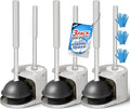 3Pack 2 in 1 Toilet Brush and Plunger Set Extended Handle PlungerToilet Bowl Brush Plunger SetBathroom Cleaning ToolsToilet Brush Plunger ComboCleaning BrushCleaning Supplies Light gray