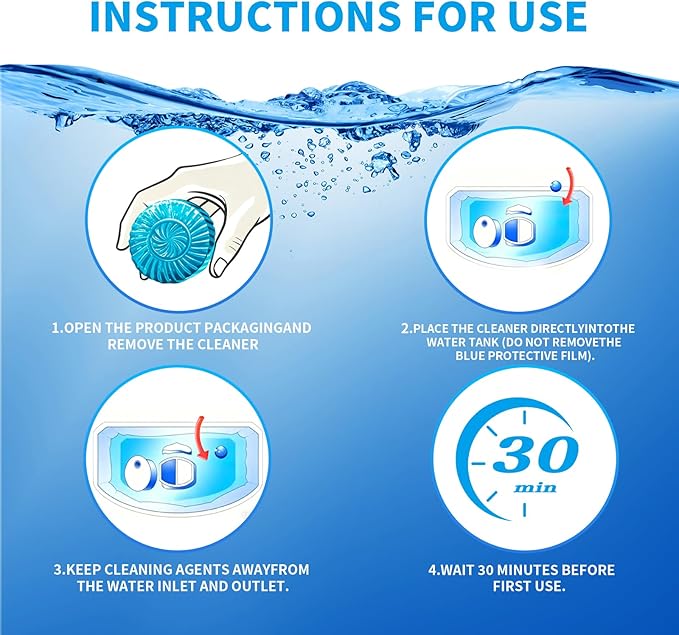 Automatic Toilet Cleaner Tablets Septic Tank Safe Removes Hard Water Rings and Stains Deodorizes Fresh Scent Toilet Tank Cleaner for Bathroom-(30 PACK)