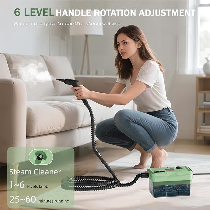 Handheld Steam Cleaner 2500W10s Fast Heat-Up &amp 50.73OZ Large TankPressurized Portable Steamer with 9 Accessories for HomeCarKitchenBathroomFloorsGroutTileUpholstery
