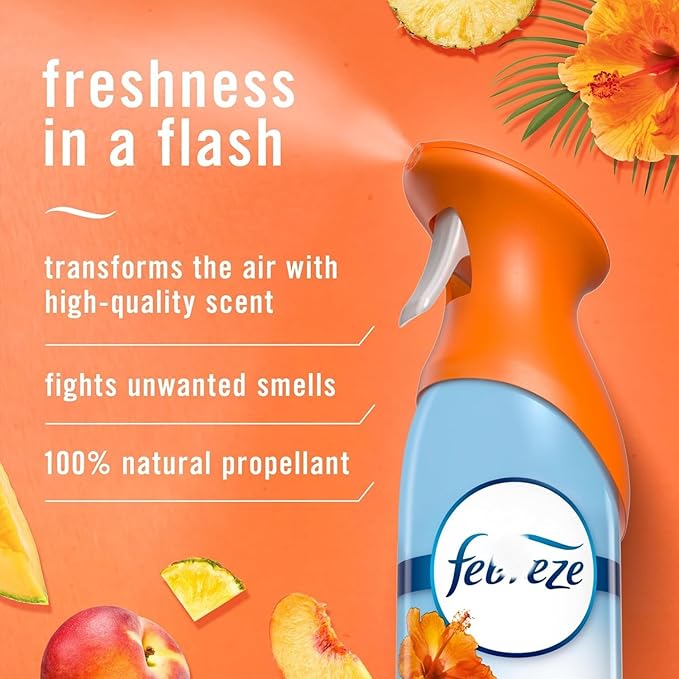 Feb+reze Air Mist Air Freshener Spray Odor-Fighting Room Spray Air Fresheners for Home and Bathroom and Kitchen Aerosol Can Hawaiian Aloha Scent 8.8oz (Pack of 3)