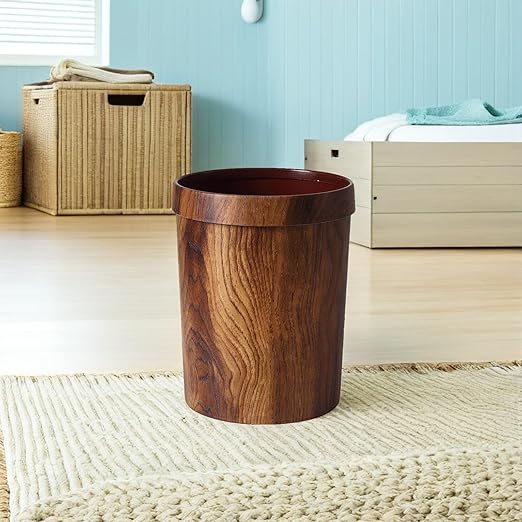 COHEALI Vintage Retro Trash Bucket 22X28Cm Imitated Solid Wood Wastebasket for Living Room Bedroom Home Storage