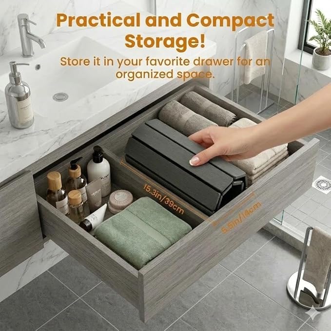 Premium Foldable Stone Bath Mat - Ultra Absorbent Quick Drying Compact Easy to Store &amp Clean Non-Slip Diatomaceous Earth Bath Shower Mat (Dark Grey)