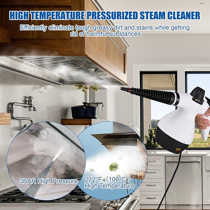 Steam Cleaner Steam Cleaner Handheld Handheld Steam Cleaner with 15 Pcs Accessories 1000W for Home to Dirt Grout Tile Grease and More (US Plug)