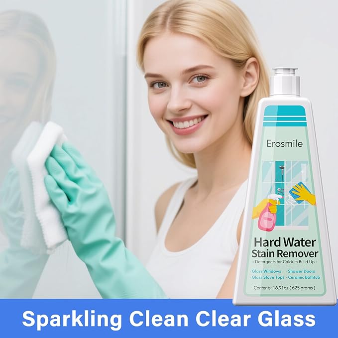 Hard Water Stain Remover Shower Glass &amp Shower Door Cleaner Removes Calcium Build Up for Toilet Bowl &amp All Household Cleaner -16.91oz