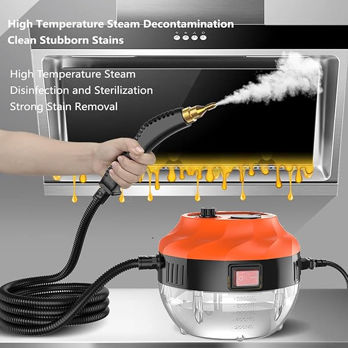 High Pressure Steam Cleaner 105℃ Hot Pressurized Cleaner for Kitchen Bathroom Tile with Sprayer Air Conditioning Refrigerator Stove Cleaning (US Plug 110V)