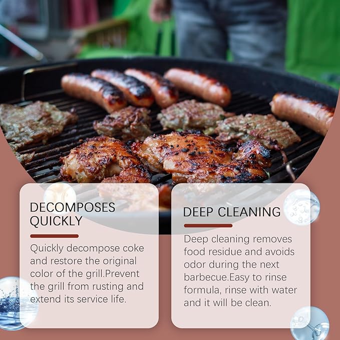 Grill Cleaning Spray Fast-Acting Degreaser For Outdoor Grills Removes Grease &amp Residue Easy To Use Rust Prevention(2PCS)