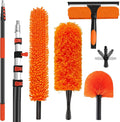 26FT High Reach Duster Cleaning Kit with 5-20 FT Extension PoleHigh Ceiling Dusting and Window Cleaning Kit with Microfiber Feather DusterCobweb DusterCeiling Fan DusterWindow Squeegee Cleaner