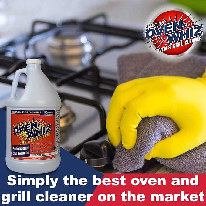 1 Gallon (128 Oz.) Oven-Whiz Oven &amp Grill Cleaner by FryOilSaver Co. Removes Tough Stains Carbon Grease &amp Food Burnt for BBQ Grills Ovens Grates for Home Kitchens Restaurant Food Trucks