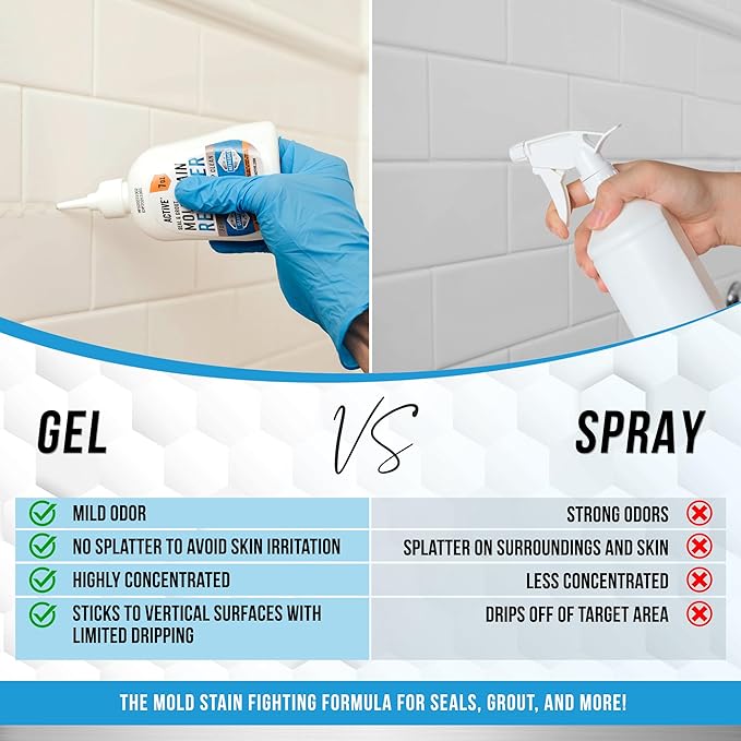 ACTIVE Mold Stain Remover Gel and Hot Tub Filter Cleaner - Includes 7oz Mold Stain Remover and 32oz Spa Filter Cleaning Solution