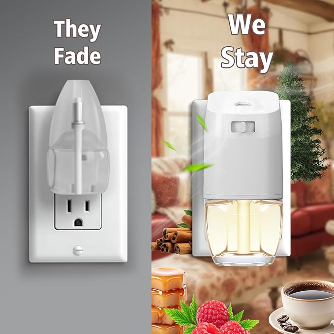 Plug In Air Freshener Refills – Spruce Caramel Espresso &amp Raspberry Cinnamon 12 Count Fragrance for Home Bathrooms Office – 7.92 Fl Oz Compatible with Air Wick &amp Glade Not for Glade Plu