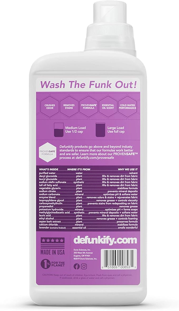 Laundry Detergent 124 Load. 'Lavender' Essential Oil Liquid Laundry Detergent Washing Soap for Sensitive Skin. ProvenSafe™ Cleaning Supply w/Odor &amp Stain Remover for Outdoor Gear &amp All Fabric