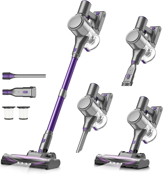 Zefiro Cordless Vacuum Cleaner for Home450W /40Kpa 50Mins Stick VacuumAnti-Tangle 1.5L Dust Cup Rechargeable Wireless Handheld Vacuum for Pet Hair/Carpet/Floor
