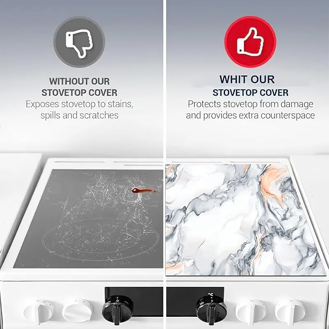 Stove Top Cover Diatomite Mat 28x20 Inch Marble Stovetop Covers Protector Heat Resistant Coffee Mat Kitchen Countertop Pad Laundry Surface Cooktop Cover Decor