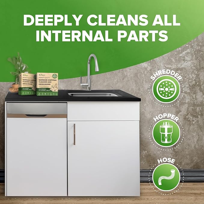 Renuv® Dishwasher Cleaner + Garbage Disposal Cleaner - Heavy Duty Kitchen Appliance Deep Cleaning Descaling and Deodorizing (12 Tablets of each)